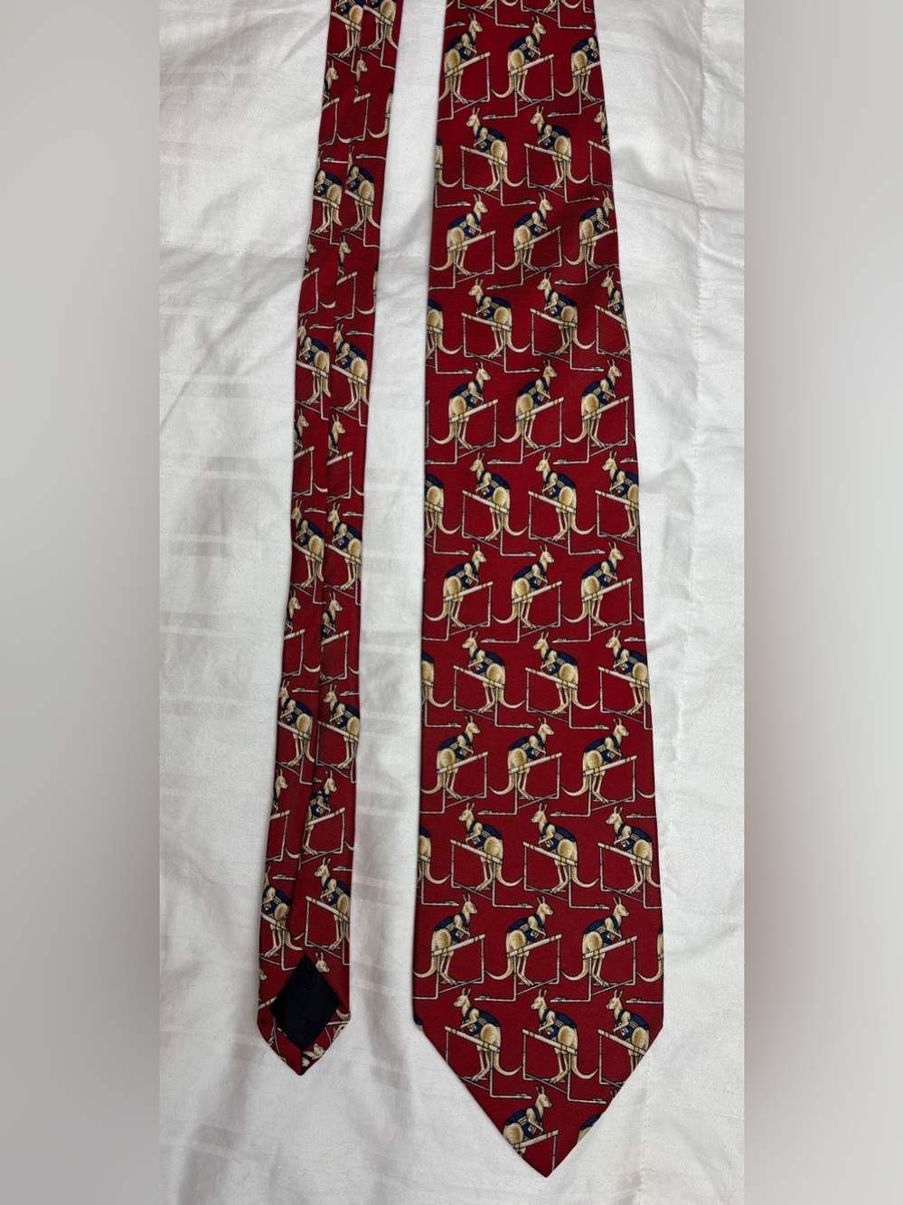 Brooks Brothers Makers Men's Red Patterned Silk Tie with Kangaroo Motif